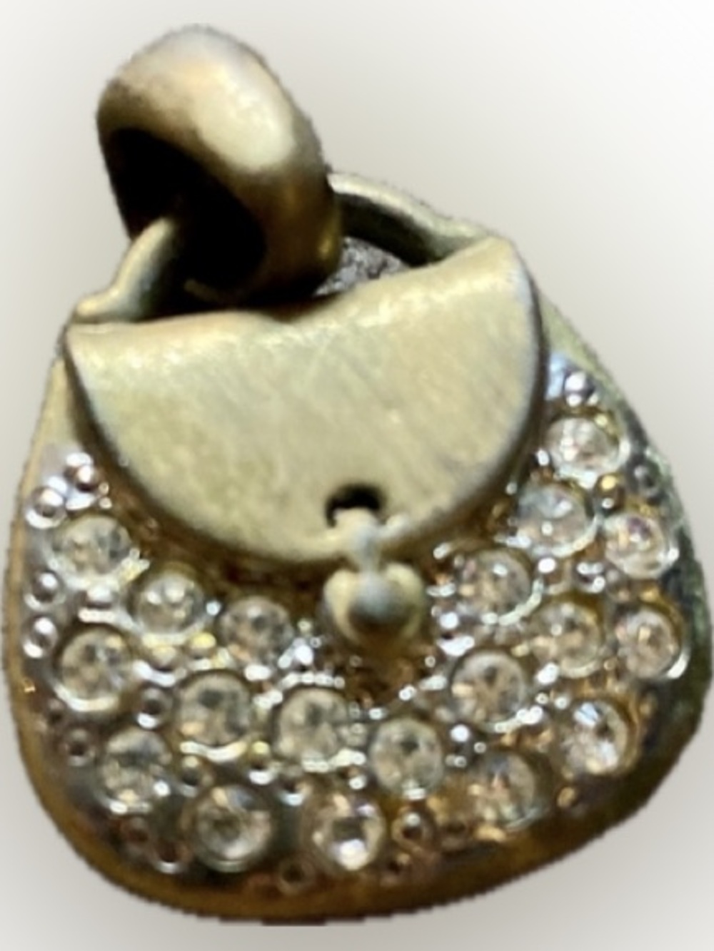Vintage Y2K Rhinestone Demi Pouch Purse Pendant Charm